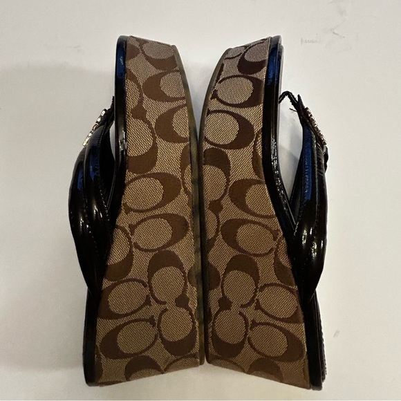 Coach Nella Brown Tan Signature Platform Sandals Size 6.5 - Picture 7 of 16